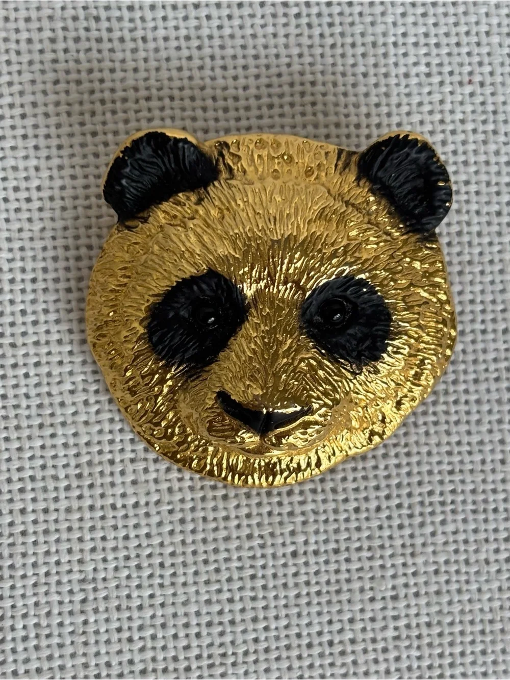 Vintage Ann Klein Gold Tone Panda Brooch Pin Signed